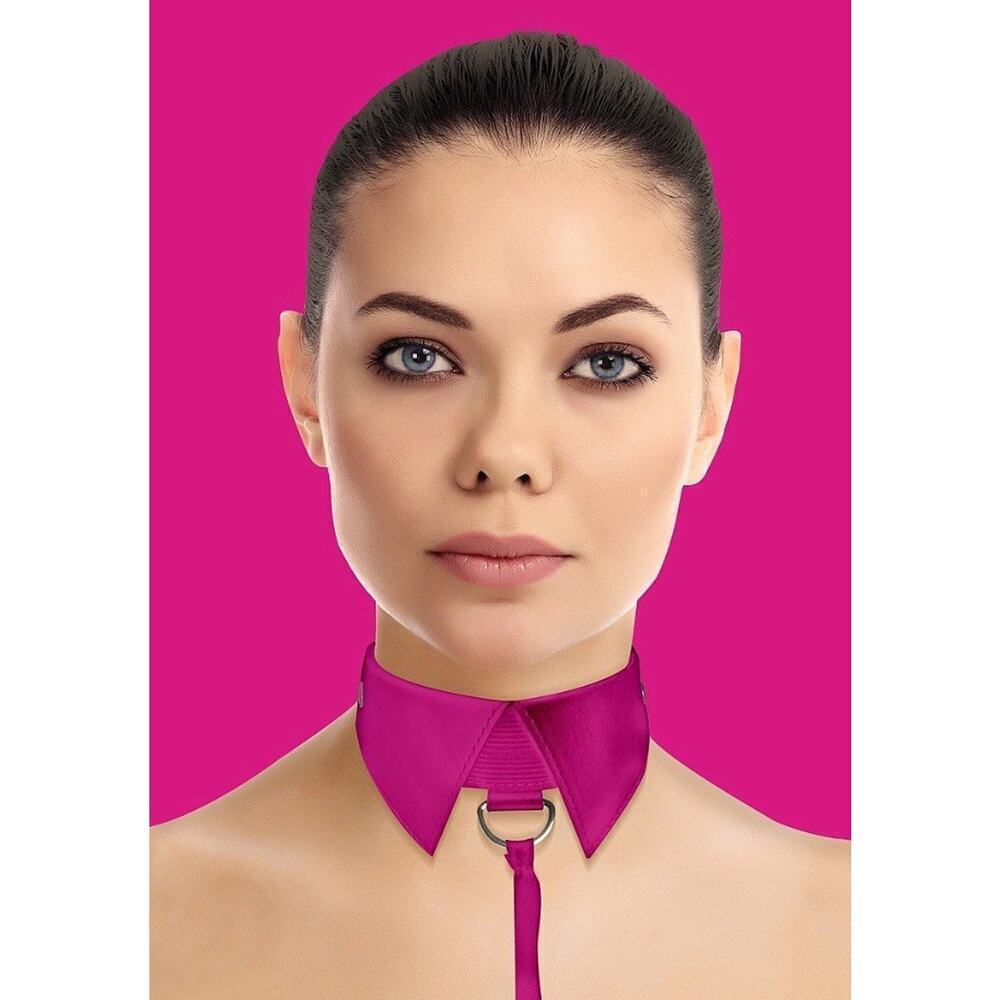 🦋B2G1🦋OUCH! SHOTS AMERICA Classic Leather Collar With Leash-Pink | ONE SIZE |